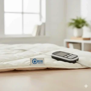 A detailed illustration of safety features including the BEAB Approved mark and automatic shut-off sensors.