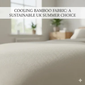 High-detail close-up of cooling bamboo fabric, highlighted as a sustainable and breathable summer blanket choice for UK homes.