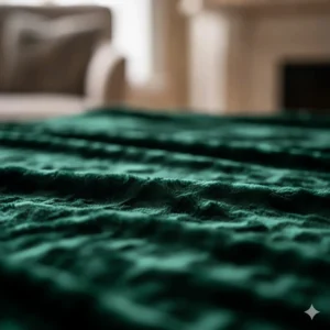 Close-up detail of soft crushed velvet throw blanket fabric showing the plush pile and shimmer.