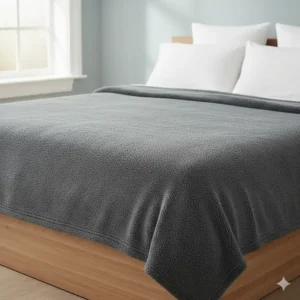 King size teddy fleece blanket spread across a large bed to show full coverage and scale.
