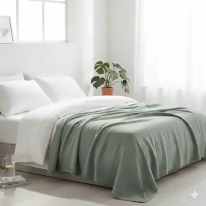 A lightweight 100% cotton king size blanket for bed used as a decorative throw for summer.