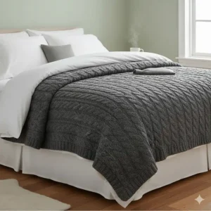 A thick, heavy-duty winter super king blanket layered with a duvet for maximum insulation.
