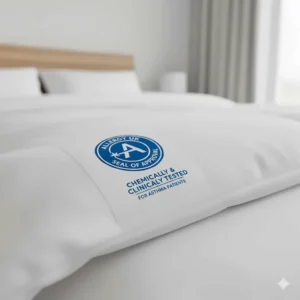 The Allergy UK Seal of Approval logo, indicating the product is chemically and clinically tested for asthma patients.