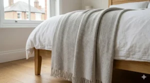 Close-up of breathable cotton all season blankets showing the premium knit texture suitable for UK summers.