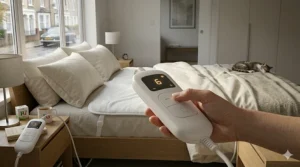 Detailed view of the soft luxury fleece fabric of a king size electric underblanket designed for extra comfort.