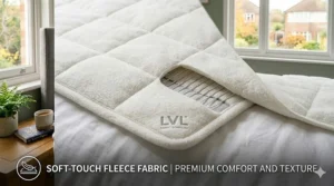 Detailed illustration of the soft-touch fleece fabric used in a premium double electric blanket.