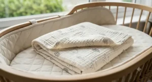 Close-up of premium, soft muslin fabric showing the fine, breathable weave designed for summer temperature control.