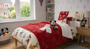 Thick, warm Mickey Mouse sherpa blanket for winter.