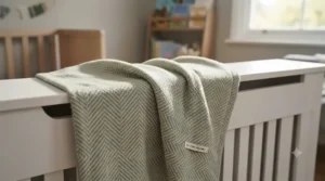 All-season nursery nap blanket designed to keep children comfortable through changing British nursery temperatures.