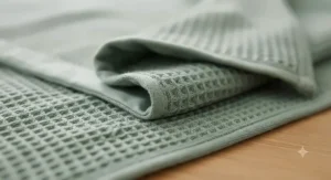 Close-up of moisture-wicking Japanese Q-max cooling fabric showing the ultra-breathable weave designed for warm summer nights.