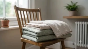 A welcoming UK guest bedroom prepared for visitors with a light summer bedspread and fresh duvet