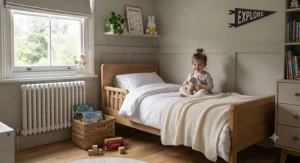Lightweight breathable cot blanket suitable for warm summer nights in a child's bedroom.