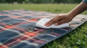 A wipe-clean and easy-to-maintain outdoor picnic blanket ready for accidental spillages during family outings.[cite: 7]