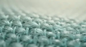 Detailed texture view of a silky Japanese-engineered cooling yarn fabric surface.
