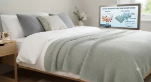 Infographic illustrating how airflow and heat dissipation work in cooling blankets for hot flushes.