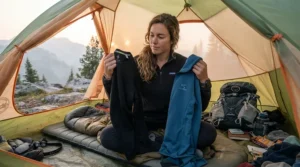 insulated camping blanket vs sleeping bag liner compared inside a tent pitched in the Scottish Highlands